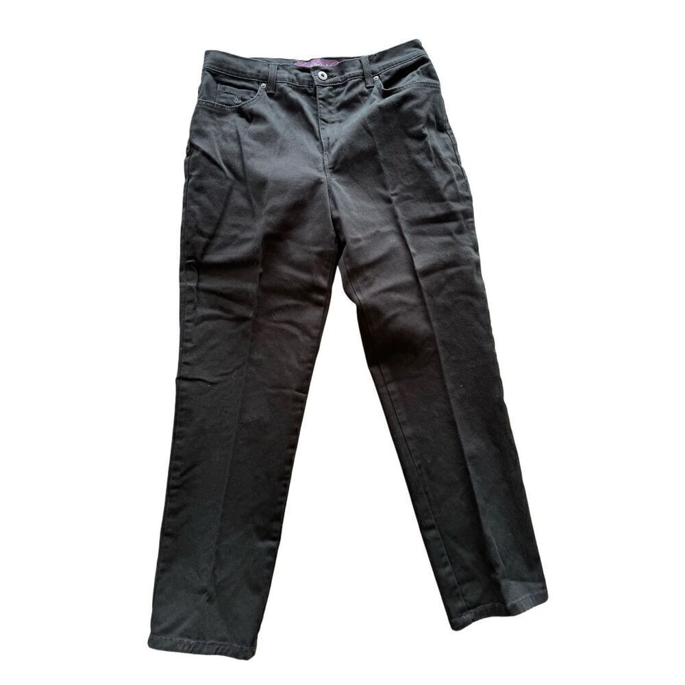 Gloria Vanderbilt Amanda straight leg women's size 10 short missy black jean den